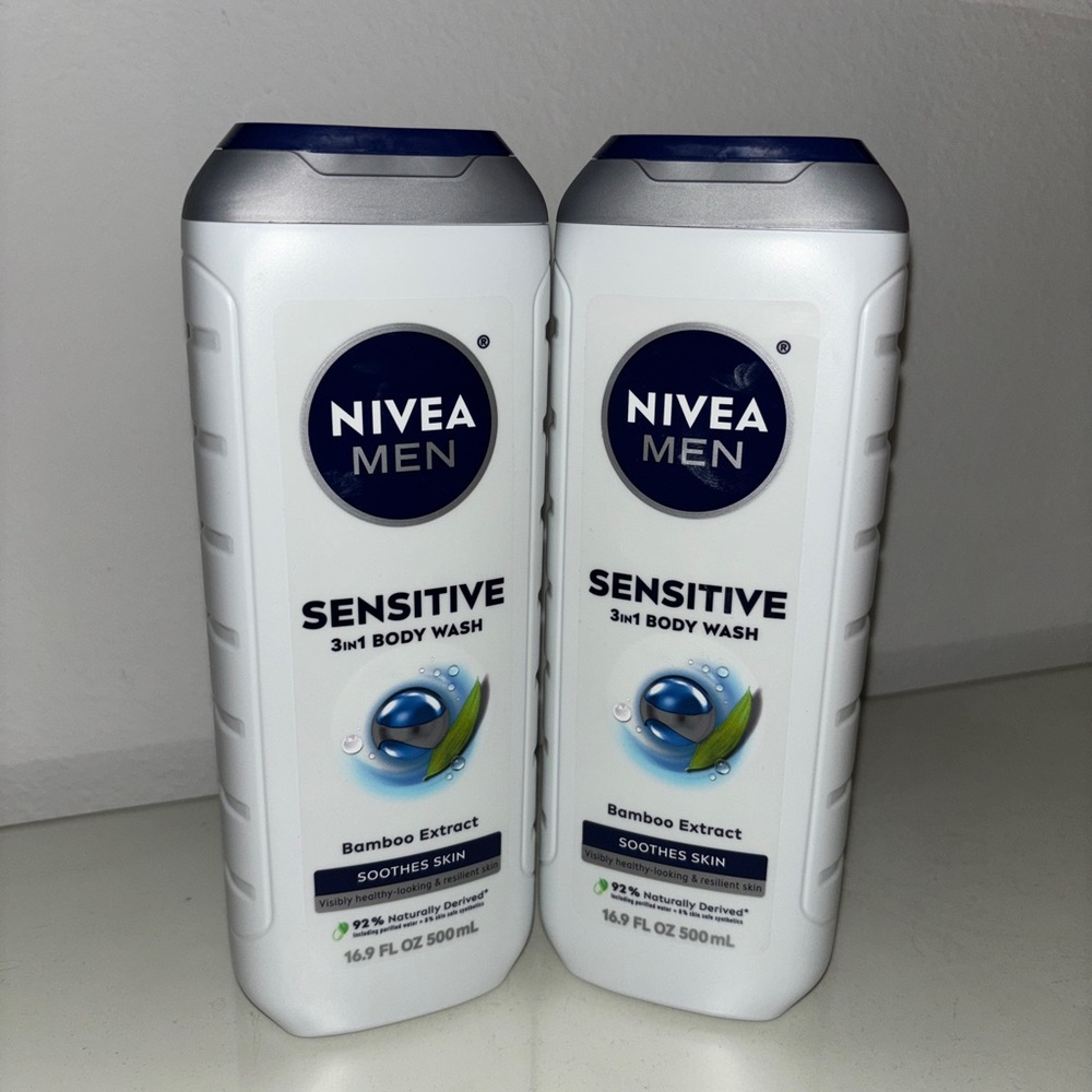 Nivea Men Sensitive 2-in-1 Body Wash & Shower Gel - 2 x 500ml bottles